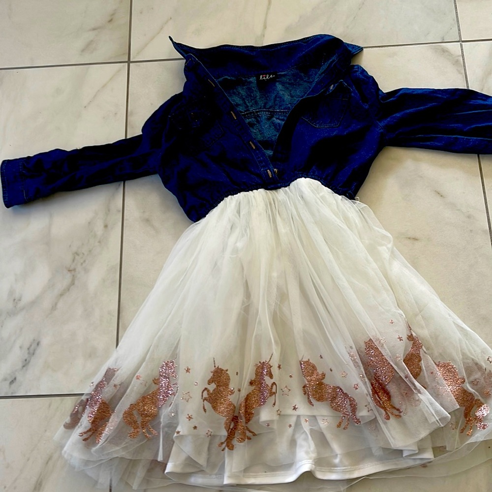 Little girl, Jean, and tulle rodeo dress